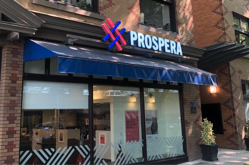 Prospera branch signage and front exterior